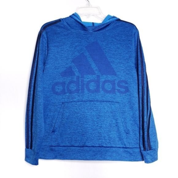 Adidas Blue Hoodie Pullover Hooded Sweatshirt Boys Size Large - Picture 1 of 5